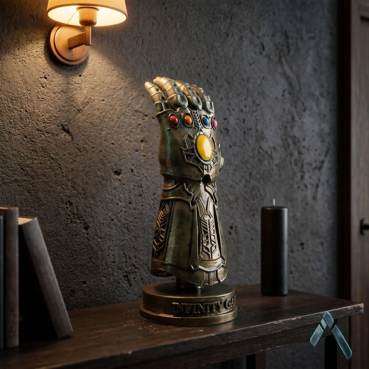 Thanos Infinity Gauntlet Sculpture Gold Bronze All Six Stones | Archadia