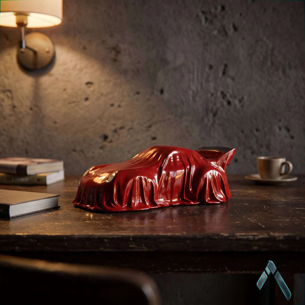 Ghost Porsche Sculpture | Gloss Cherry Red | Automotive Pop Culture Collectible