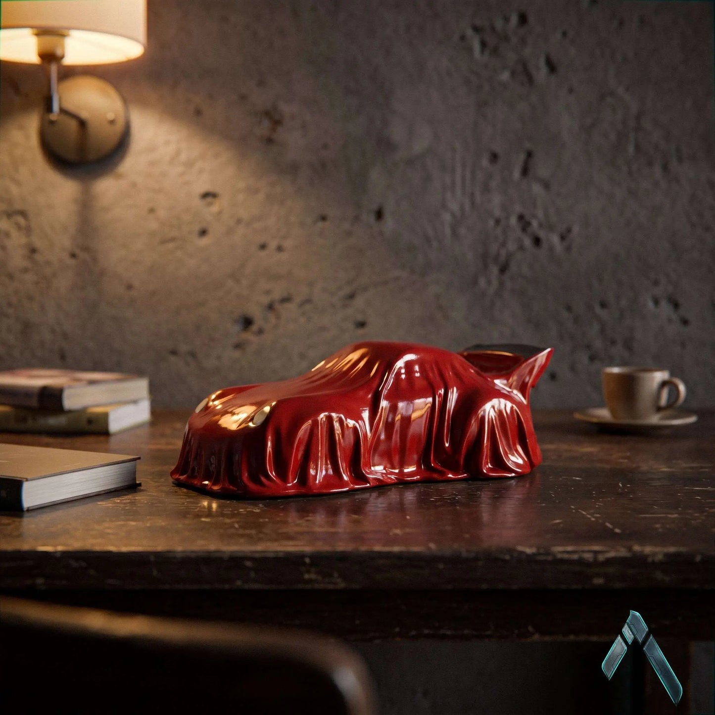 Ghost Porsche Sculpture | Gloss Cherry Red | Automotive Pop Culture Collectible