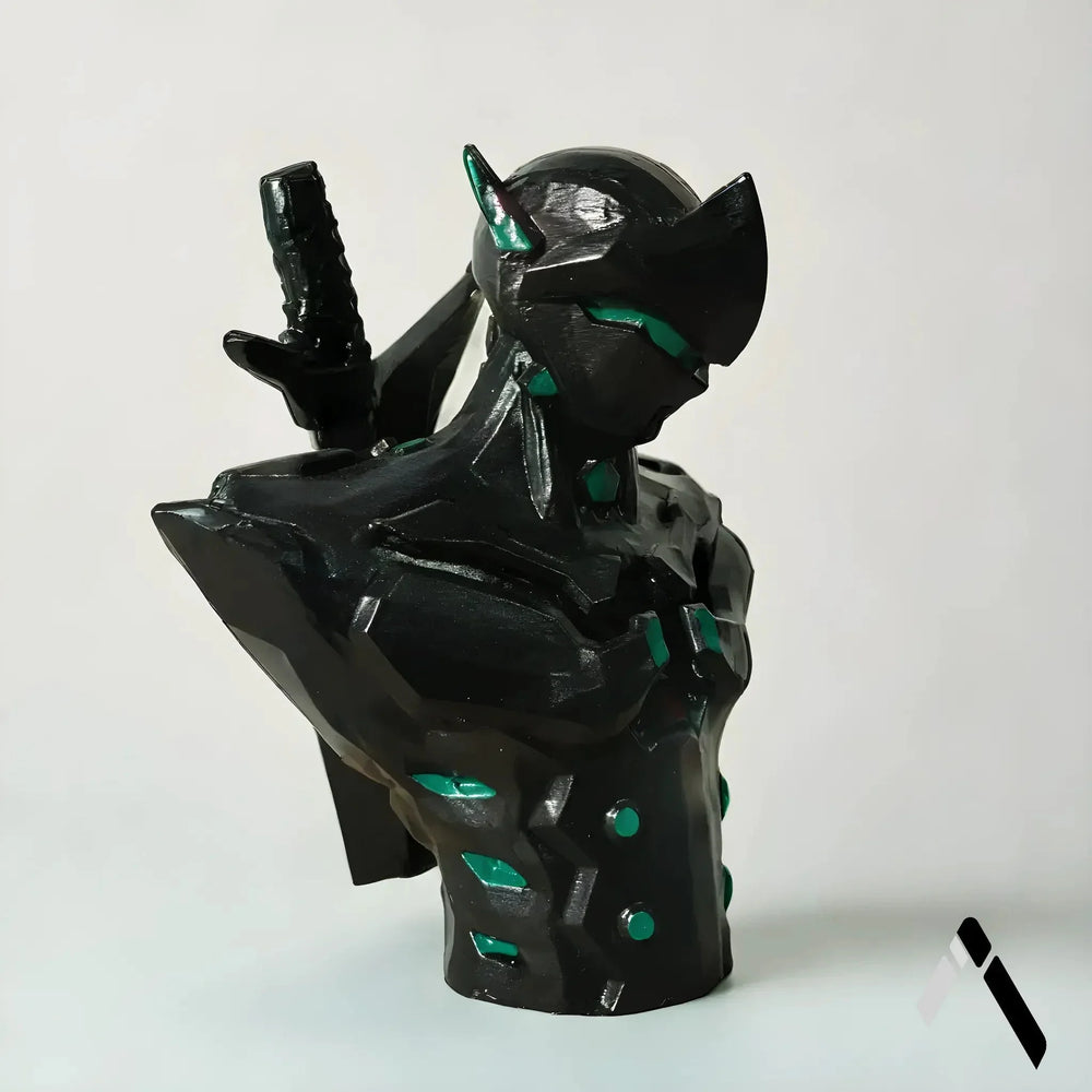 Genji Overwatch Bust | Matte Black & Teal Gems | Gaming Collectible India