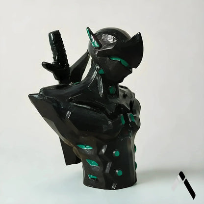 Genji Overwatch Bust | Matte Black & Teal Gems | Gaming Collectible India