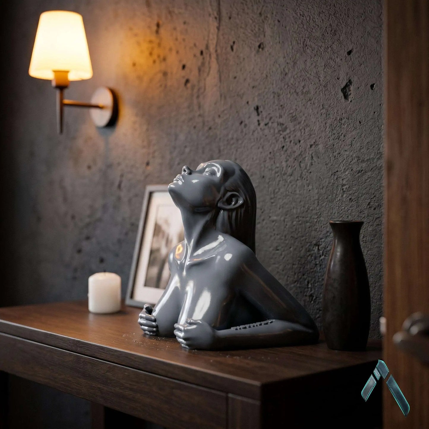 Mermaid Bust Sculpture Grey Modern Abstract Female Statue | Archadia