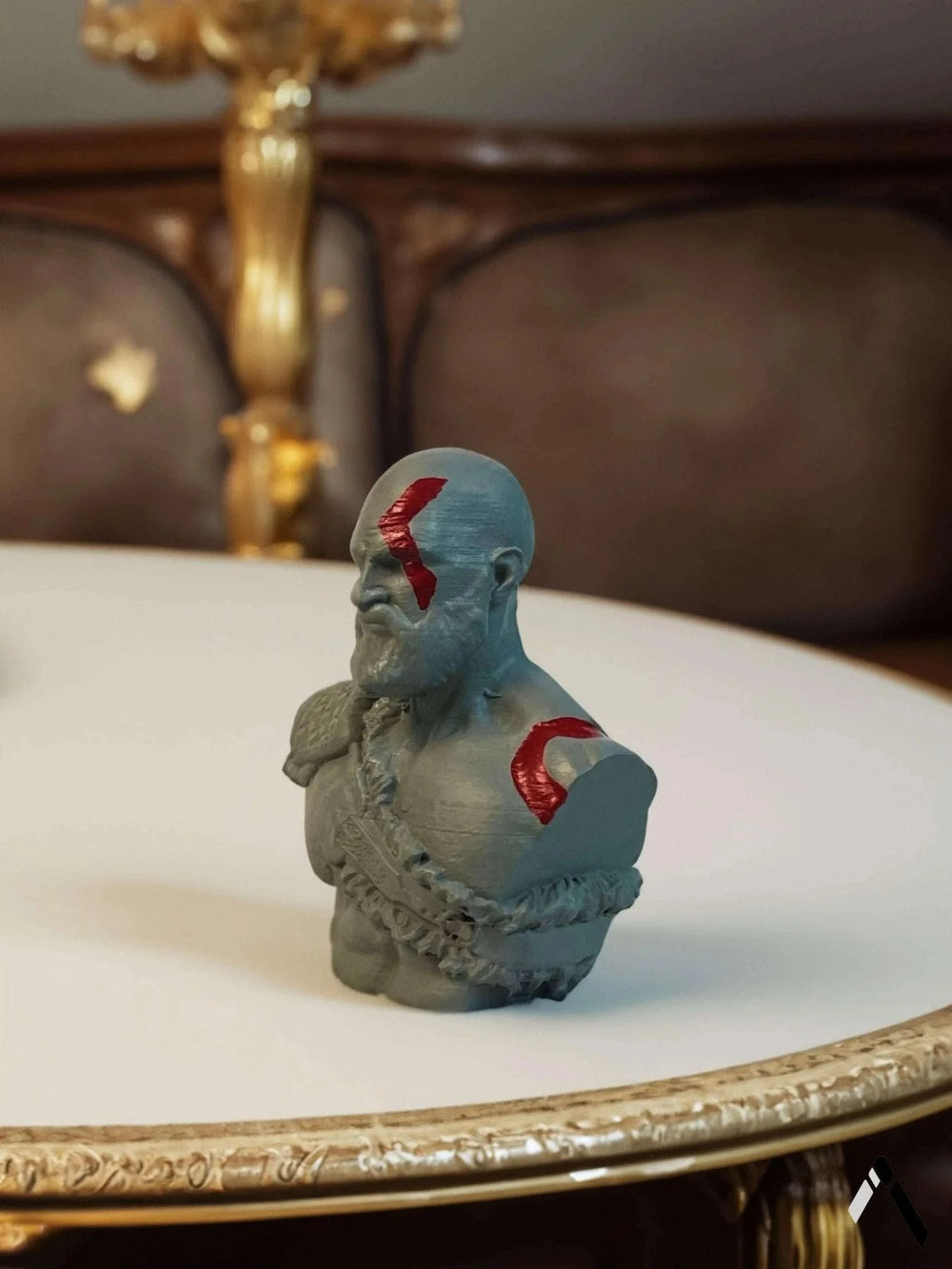 Kratos God of War Bust | Matte Grey Blades of Chaos Collectible | Archadia