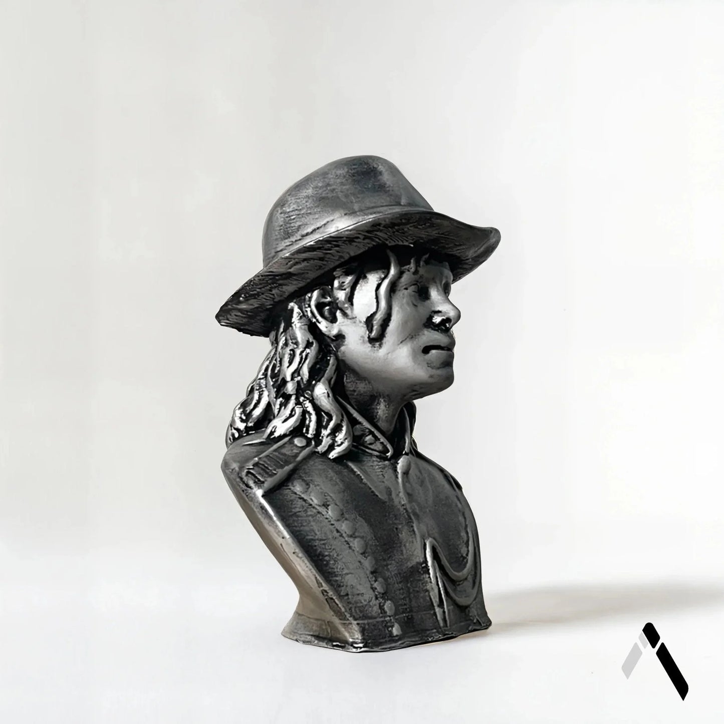 Michael Jackson Bust Sculpture Iconic Fedora Silver Finish | Archadia