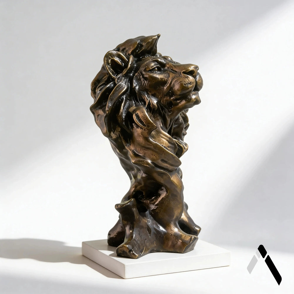 Lion King Bronze Sculpture | Dramatic Maned Statement Piece | Archadia