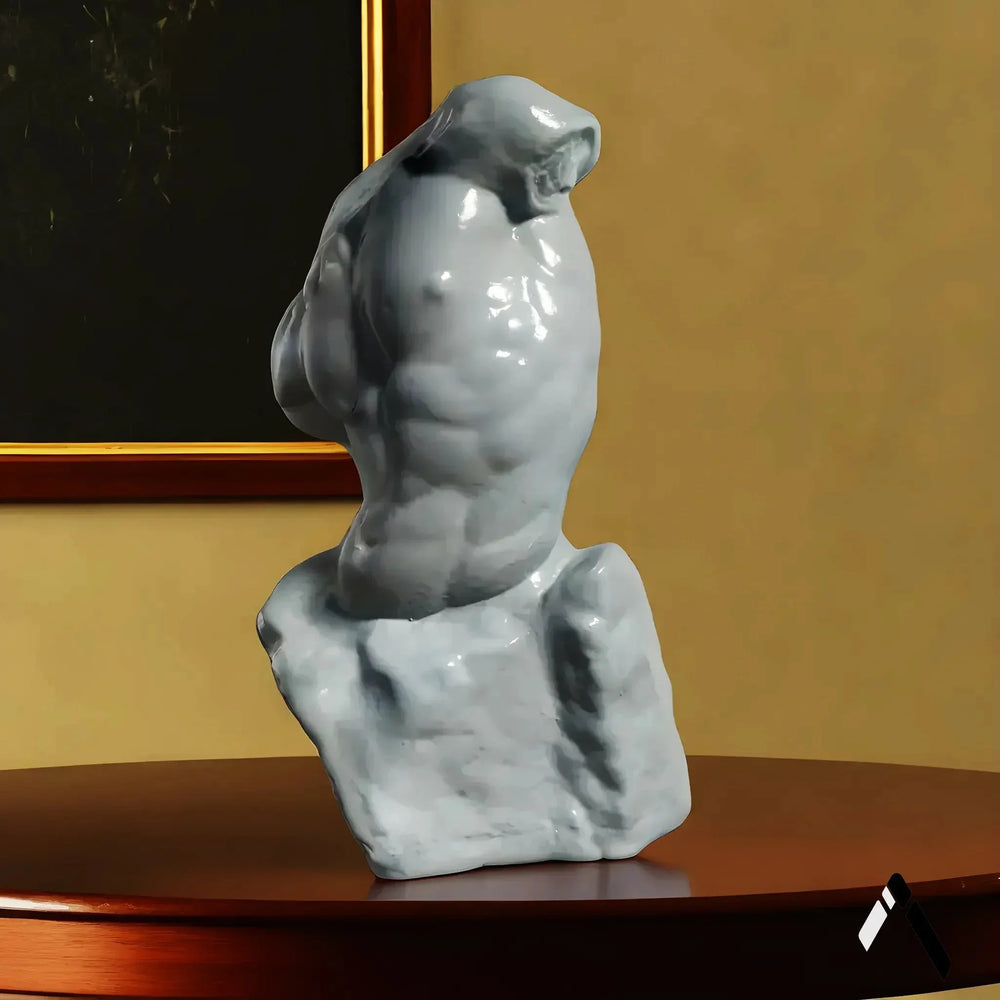 Male Torso Classical Sculpture | Gloss White Fine Art Collectible | Archadia