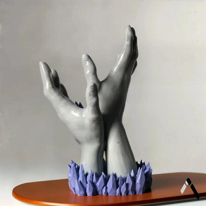 Crystal Hands Sculpture | Periwinkle Blue Gloss | Abstract Statement Collectible