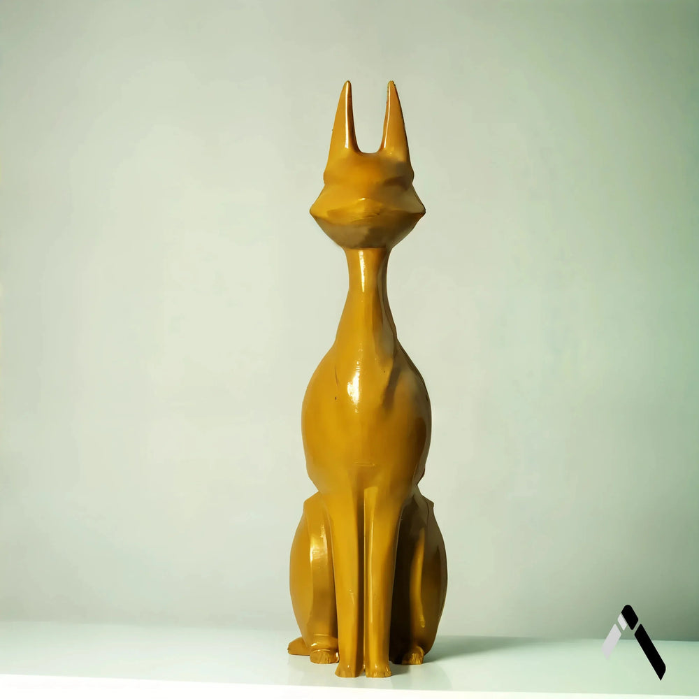 Abstract Cat Sculpture | Mustard Gold Gloss Finish | Modern Statement Collectible India