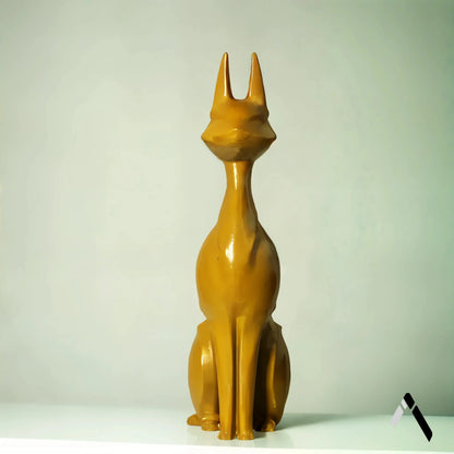 Abstract Cat Sculpture | Mustard Gold Gloss Finish | Modern Statement Collectible India