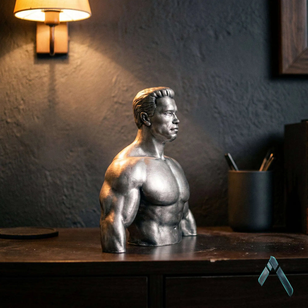Arnold Bodybuilder Bust | Brushed Steel Metallic Finish | Pop Culture Collectible India