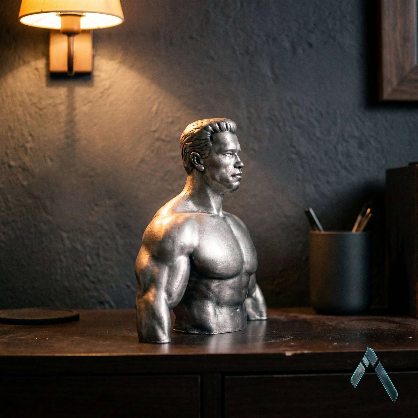 Arnold Bodybuilder Bust | Brushed Steel Metallic Finish | Pop Culture Collectible India