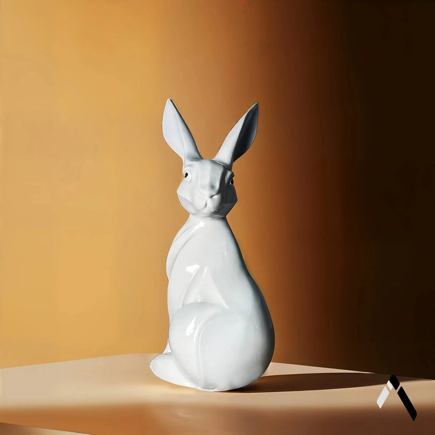 White Rabbit Sculpture Gloss Seated Minimalist Art Collectible | Archadia