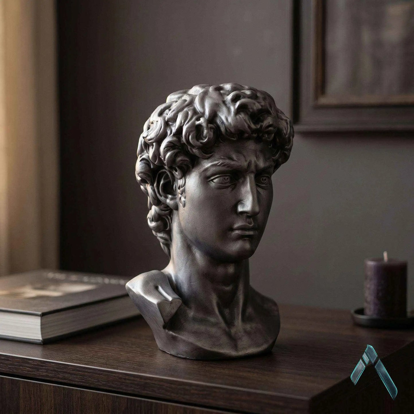 David Bust Sculpture Dark Silver | Premium Resin | Classical Pop Culture Collectible