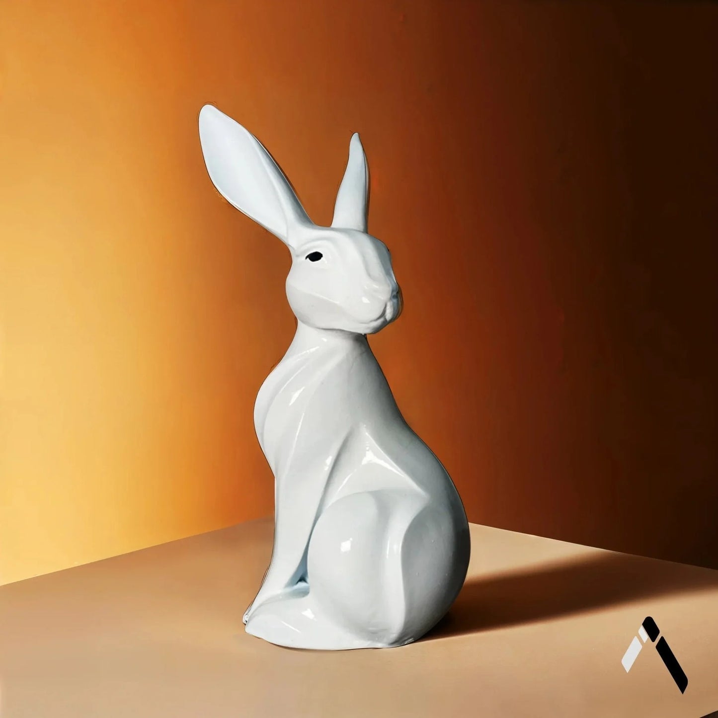 White Rabbit Sculpture Gloss Seated Minimalist Art Collectible | Archadia