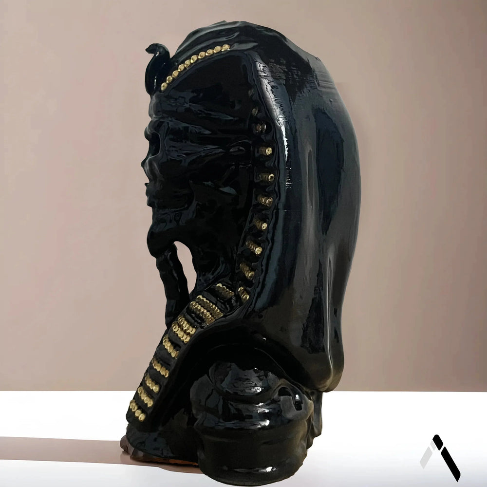 Pharaoh Skull Sculpture Black Gold Egyptian Art Collectible | Archadia