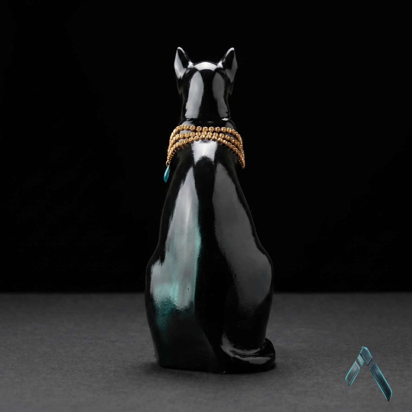 Egyptian Bastet Cat Statue | Midnight Black Metallic | Mythology Collectible