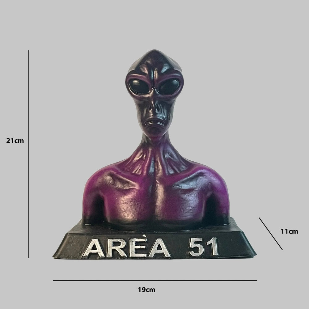 Area 51 Alien Bust Sculpture | Deep Purple Hand-Painted | Sci-Fi Collectible India