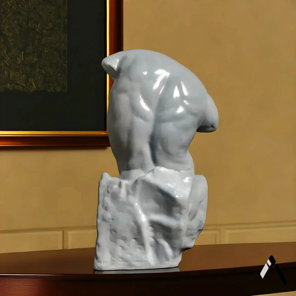 Male Torso Classical Sculpture | Gloss White Fine Art Collectible | Archadia