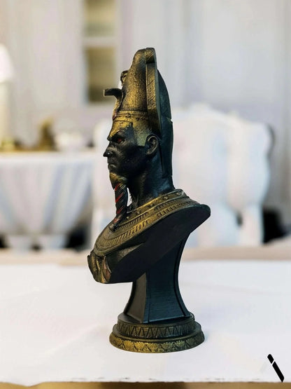 Osiris Egyptian God Bust Sculpture Gold Dark Mythology | Archadia