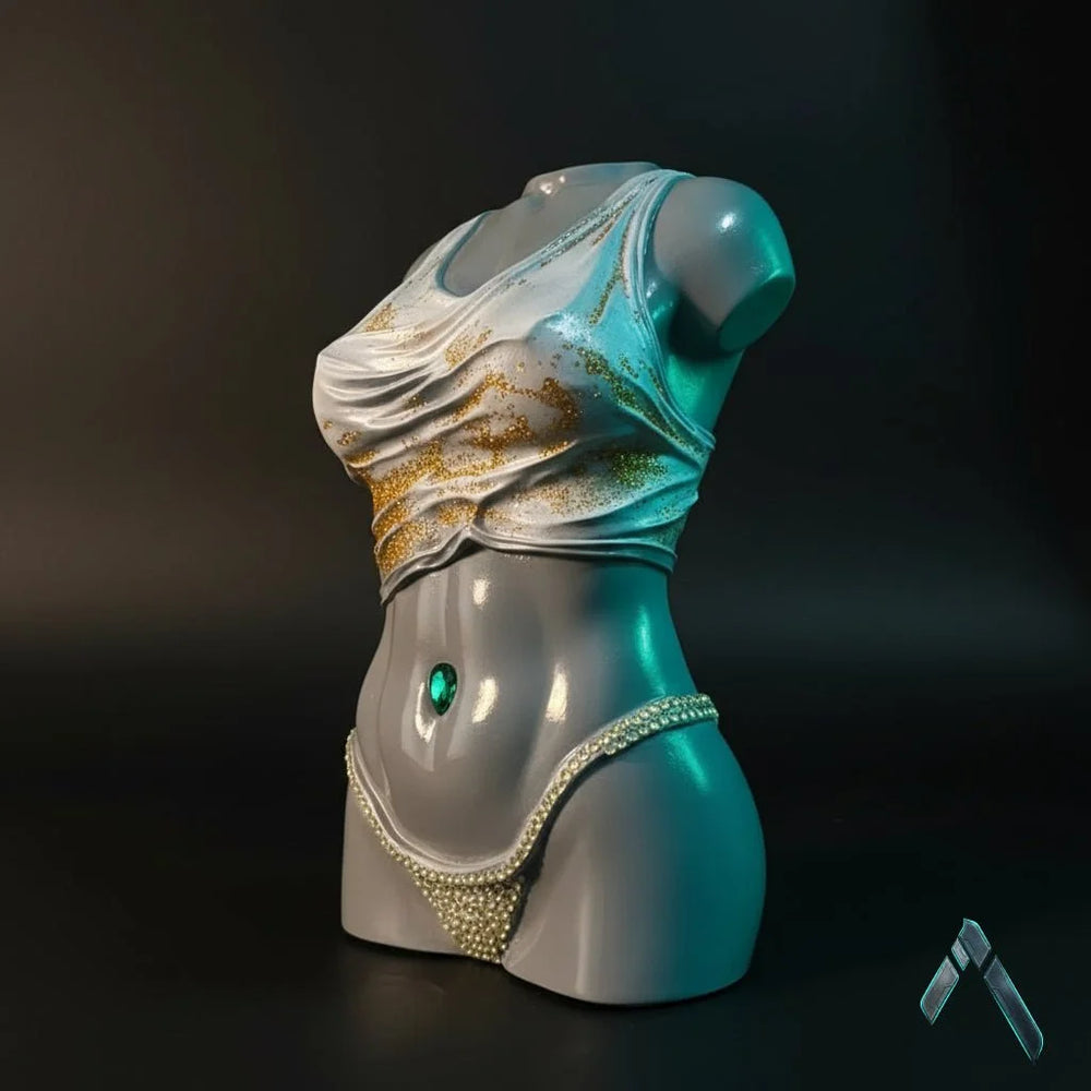 Draped Goddess Abstract Sculpture | Gold & Emerald Dark Aesthetic | Premium Collectible India