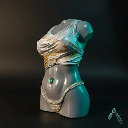 Draped Goddess Abstract Sculpture | Gold & Emerald Dark Aesthetic | Premium Collectible India