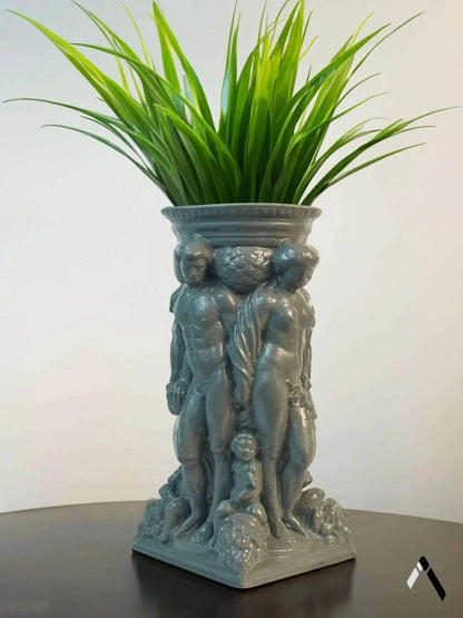 Roman Gods Figurine Vase Antique Bronze Sculpted Vessel | Archadia