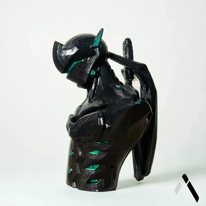 Genji Overwatch Bust | Matte Black & Teal Gems | Gaming Collectible India