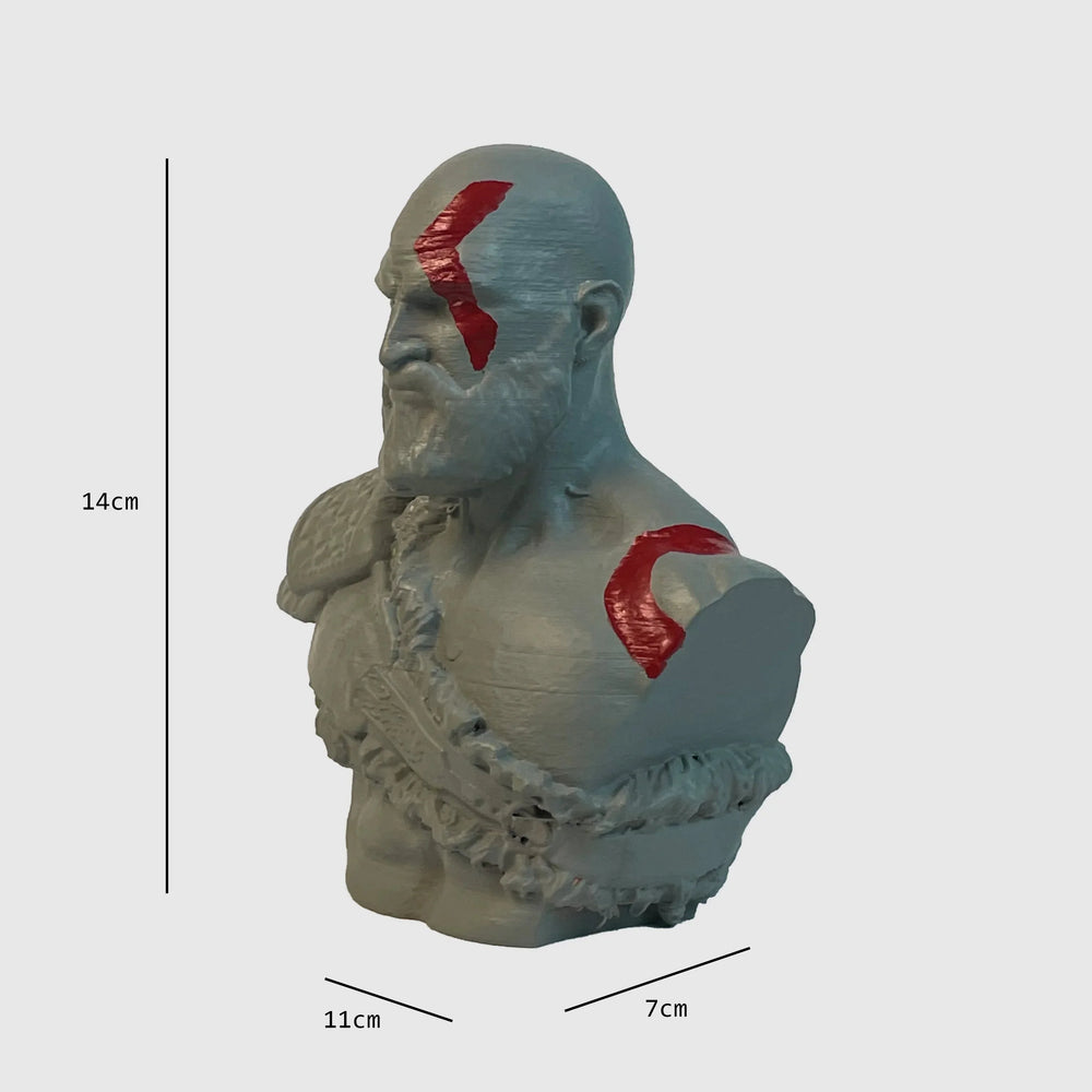 Kratos God of War Bust | Matte Grey Blades of Chaos Collectible | Archadia