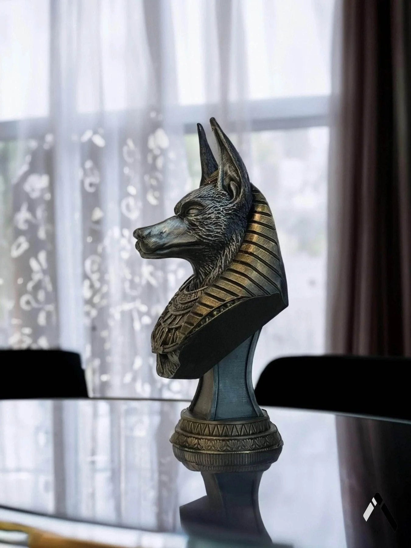 Anubis Bust Sculpture | Dark Bronze Finish | Egyptian God Collectible India