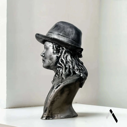 Michael Jackson Bust Sculpture Iconic Fedora Silver Finish | Archadia
