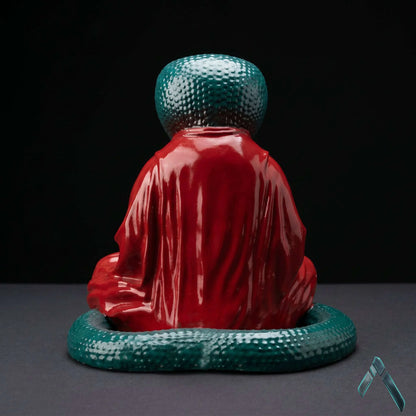 Cobra Snake Buddha Meditation Sculpture | Red & Green Gloss | Archadia