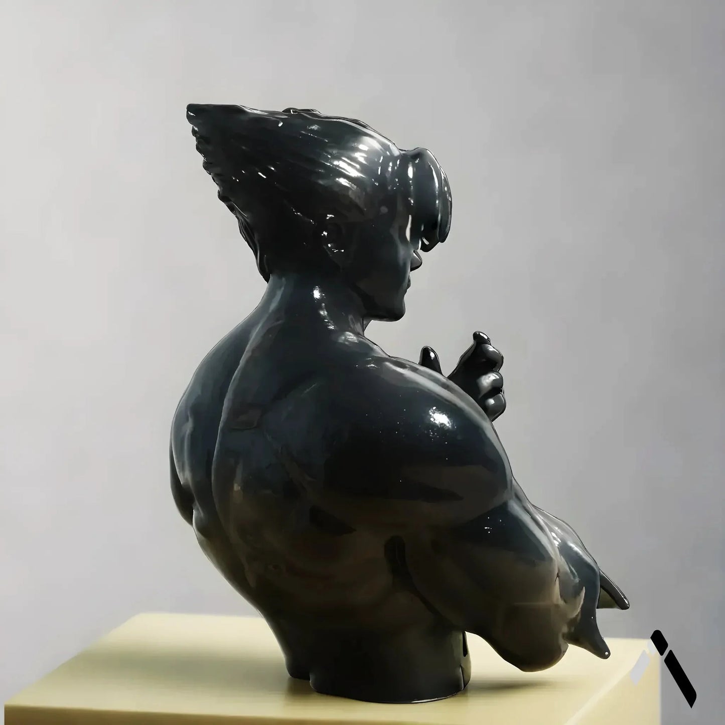Jin Kazama Tekken Bust Sculpture Black Gloss Silver Gauntlets | Archadia