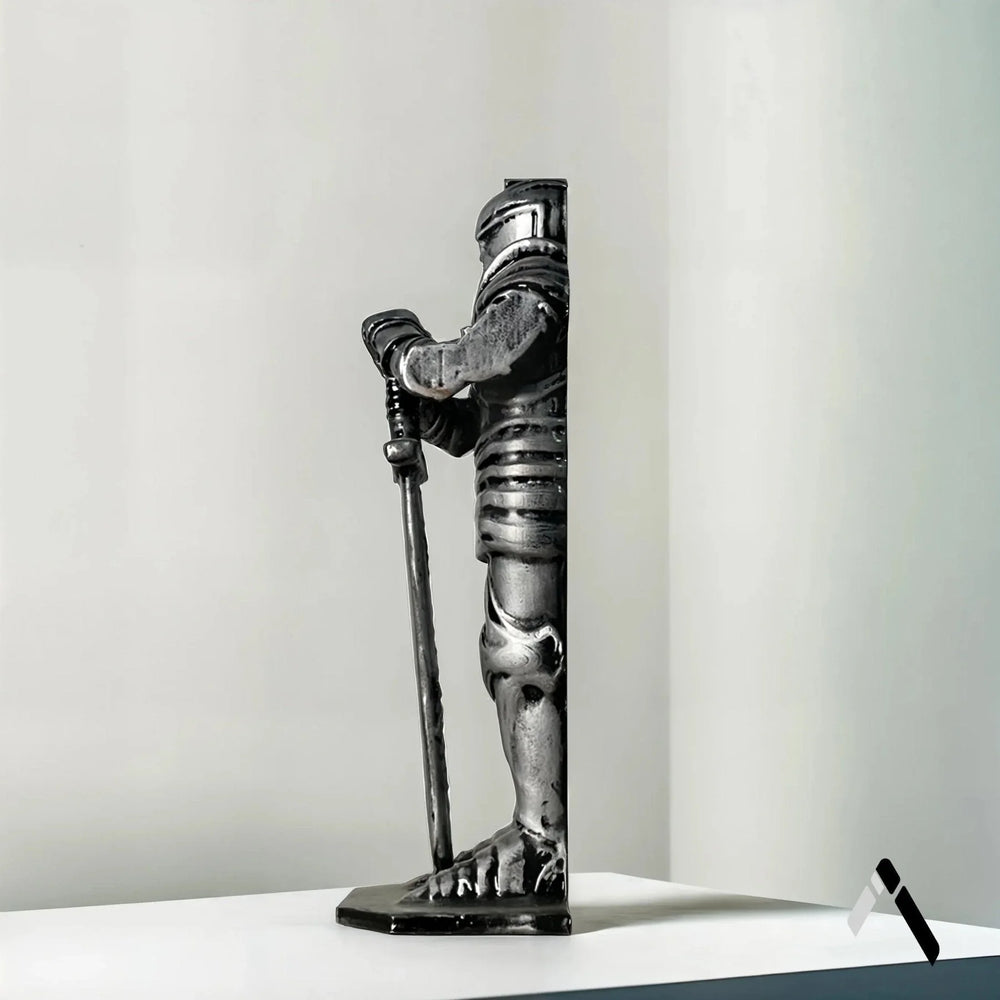 Roman Knight Armor Full Figure Statue Black Silver Sword | Archadia