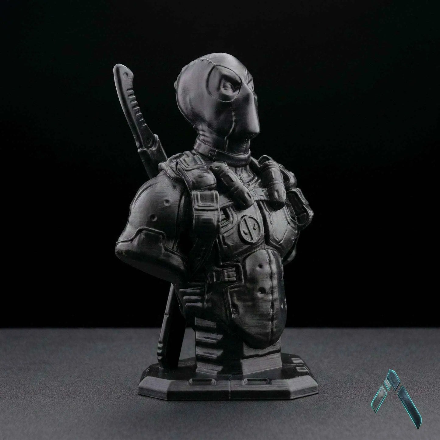 Deadpool Bust Sculpture | Matte Black & Silver Stealth Editions | Marvel Collectible