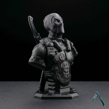 Deadpool Bust Sculpture | Matte Black & Silver Stealth Editions | Marvel Collectible
