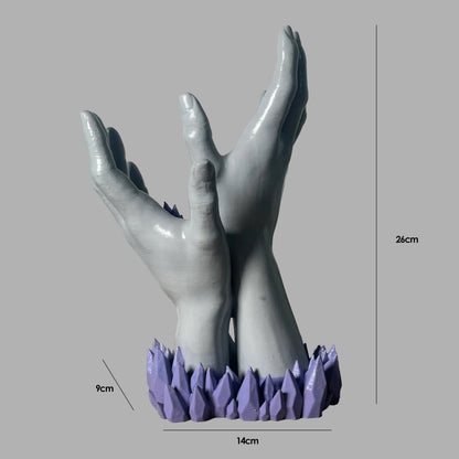 Crystal Hands Sculpture | Periwinkle Blue Gloss | Abstract Statement Collectible