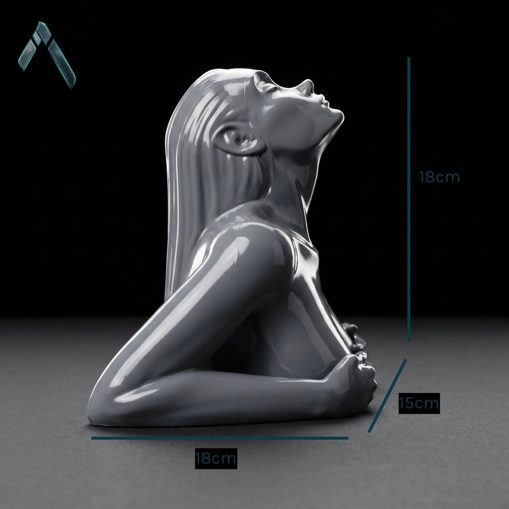 Mermaid Bust Sculpture Grey Modern Abstract Female Statue | Archadia