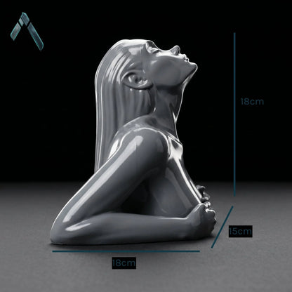 Mermaid Bust Sculpture Grey Modern Abstract Female Statue | Archadia