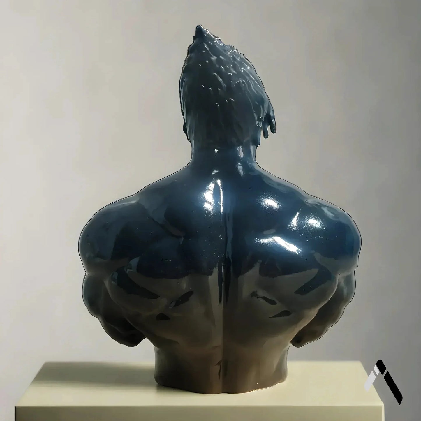 Jin Kazama Tekken Bust Sculpture Black Gloss Silver Gauntlets | Archadia
