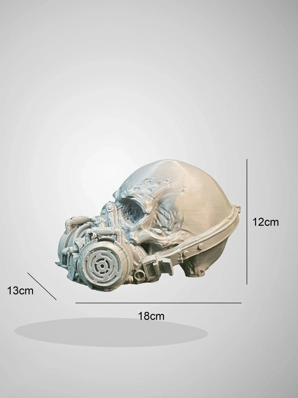 Skull Gas Mask Sculpture Raw Silver Industrial Dystopian Art | Archadia