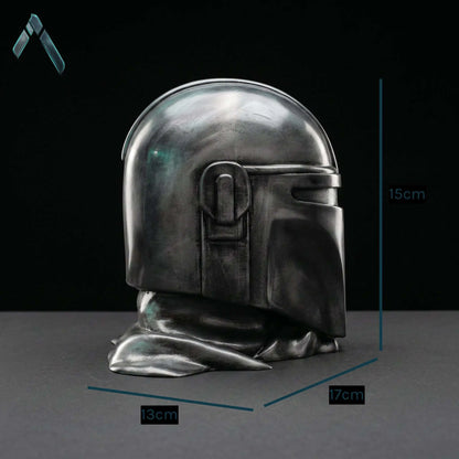 Mandalorian Helmet Sculpture Dark Silver Battle-Worn Star Wars | Archadia