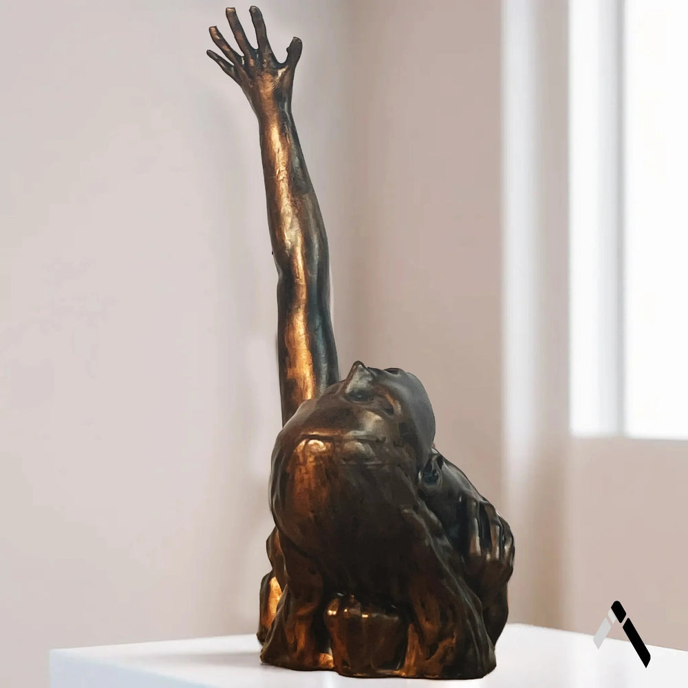 Trapped Girl Abstract Bust Sculpture Red Splatter Expressionist Art | Archadia