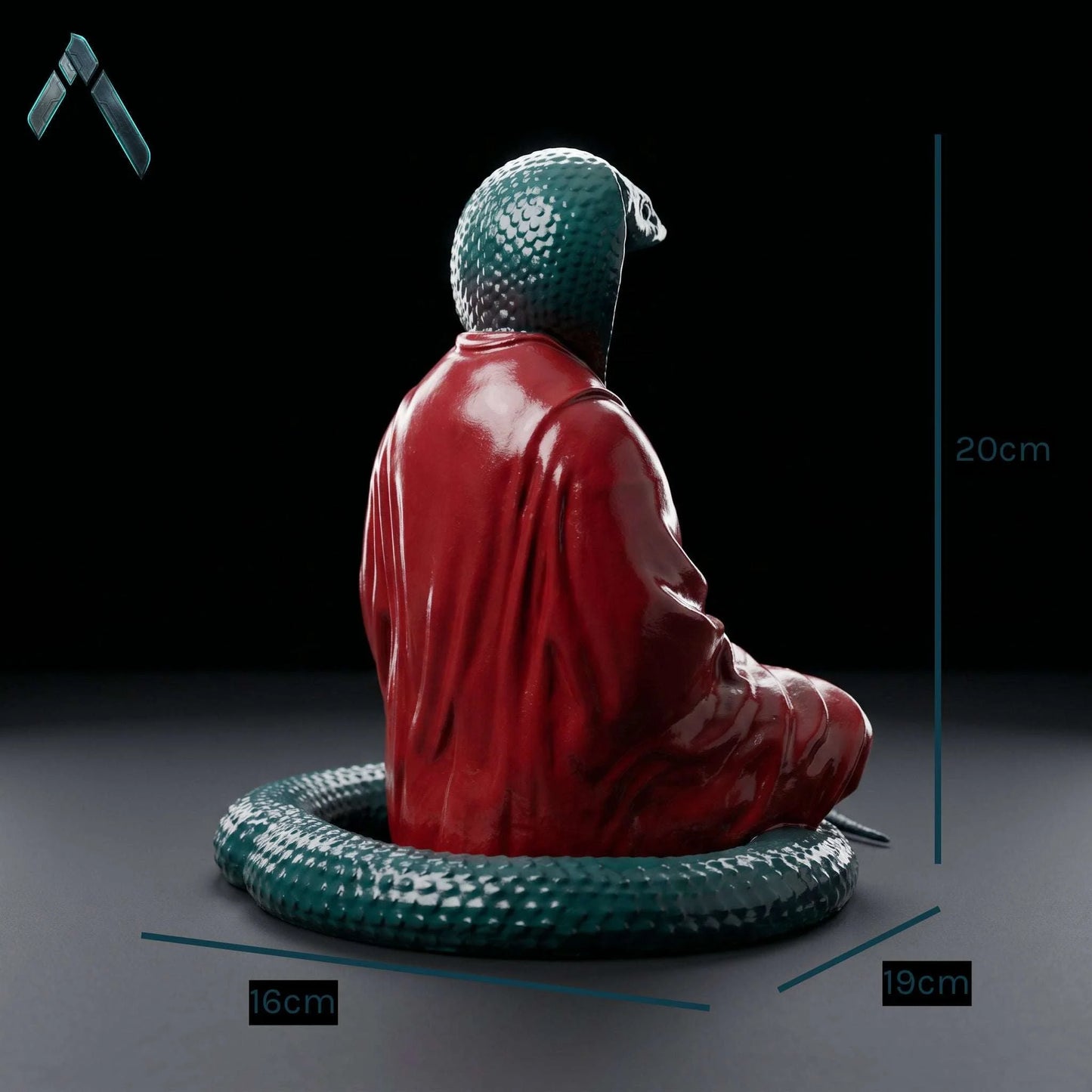 Cobra Snake Buddha Meditation Sculpture | Red & Green Gloss | Archadia
