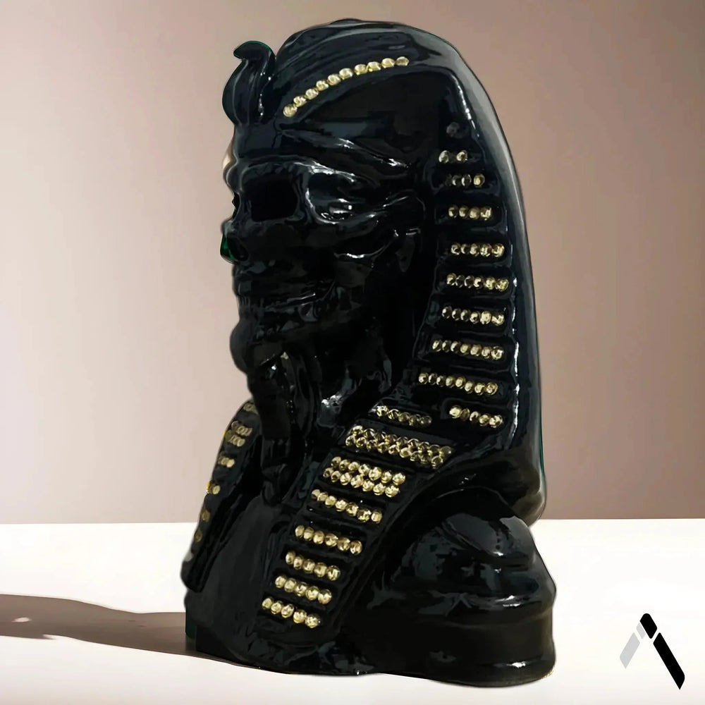 Pharaoh Skull Sculpture Black Gold Egyptian Art Collectible | Archadia