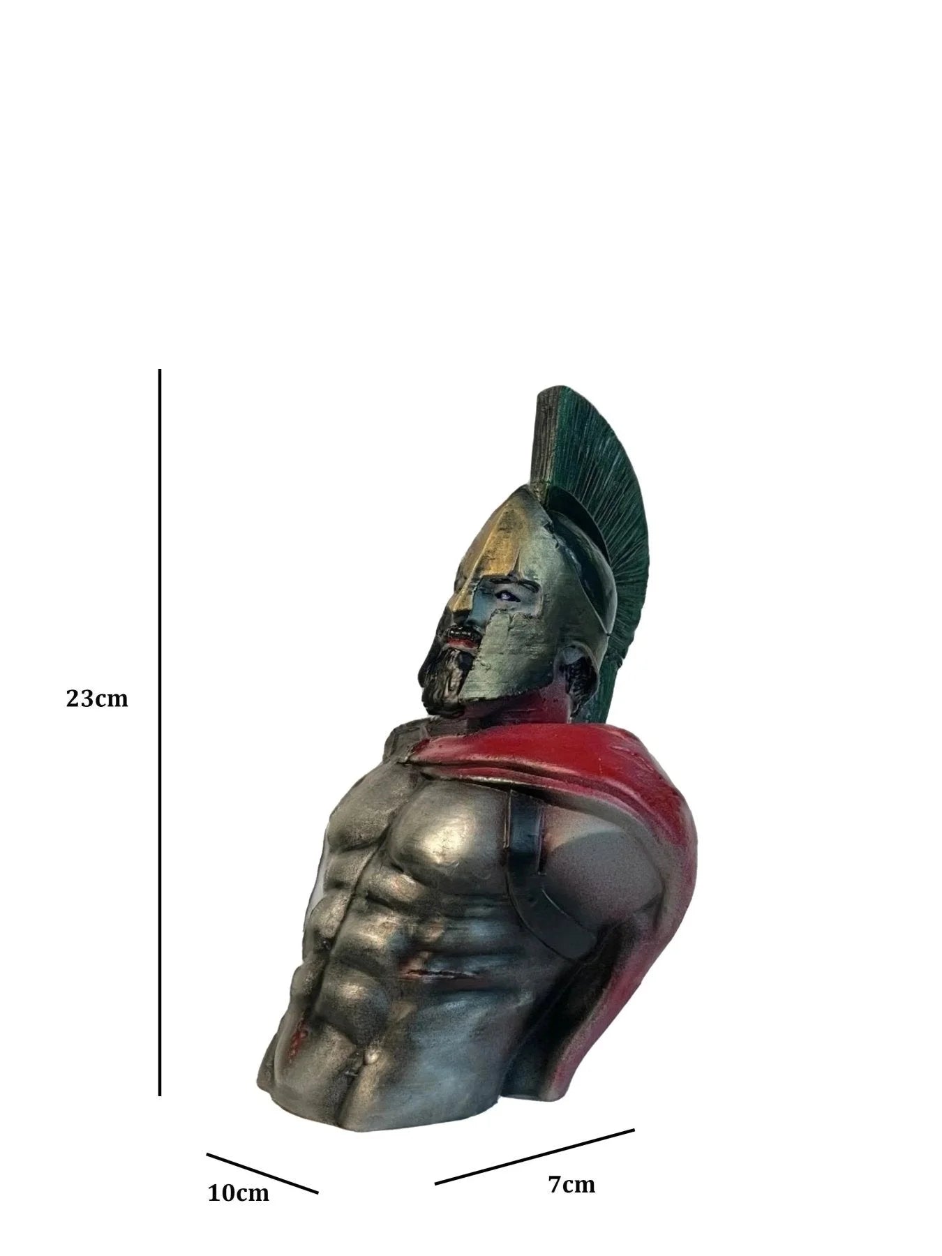 Spartan Leonidas Bust Sculpture Gold Helmet Red Cape 300 | Archadia