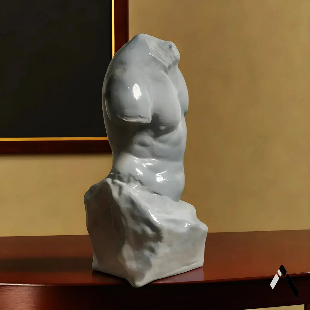 Male Torso Classical Sculpture | Gloss White Fine Art Collectible | Archadia