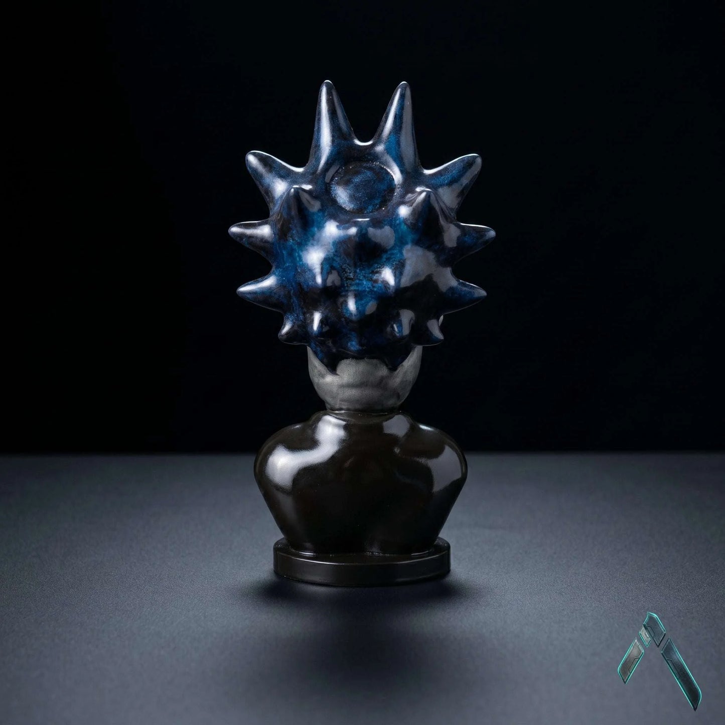 Rick Sanchez Bust Sculpture | Chrome Silver & Blue | Rick and Morty Collectible