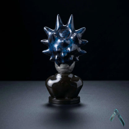 Rick Sanchez Bust Sculpture | Chrome Silver & Blue | Rick and Morty Collectible