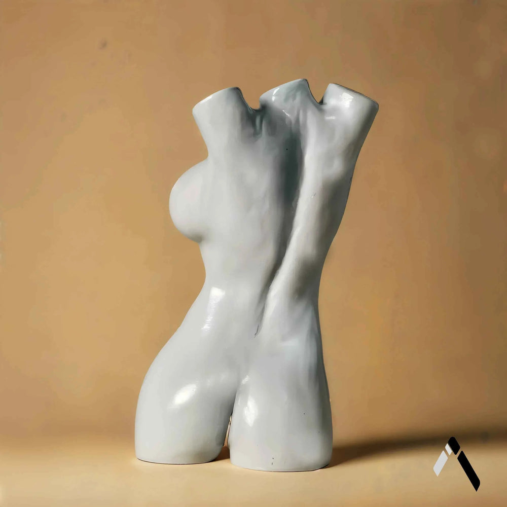 Female Torso Sculpture Grey Gloss Crystal Necklace Art | Archadia