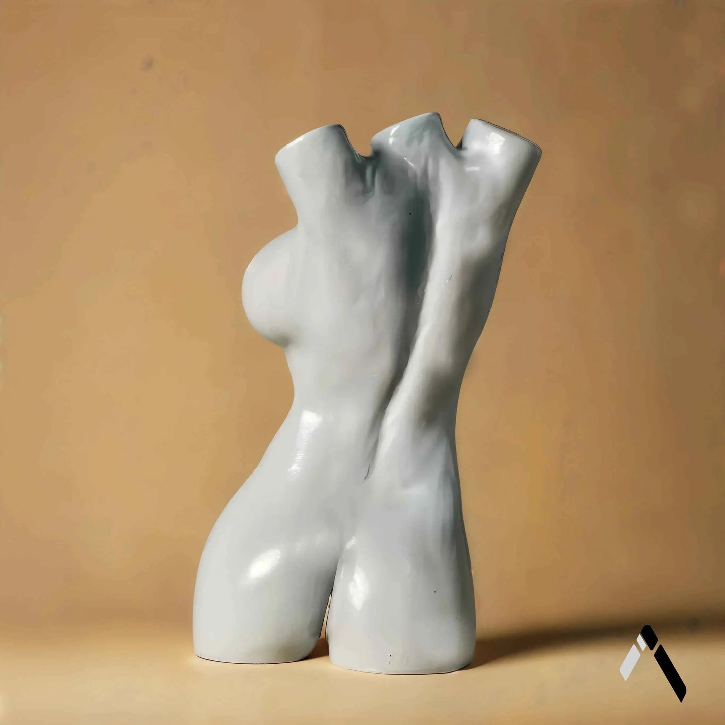 Female Torso Sculpture Grey Gloss Crystal Necklace Art | Archadia